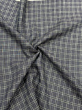 100% शुद्ध लिनन चेक फ़ैब्रिक - महीन सफ़ेद चेक के साथ चारकोल ग्रे