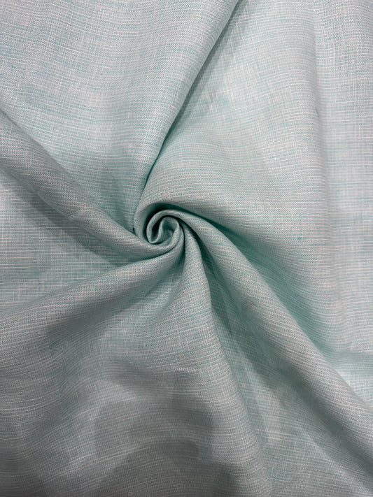 100% Pure Linen Check Fabric – Soft Pastel Grey with Subtle Self Checks