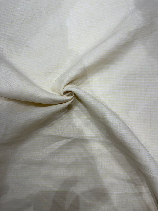 100% Pure Linen Check Fabric – Elegant Off-White Self Texture
