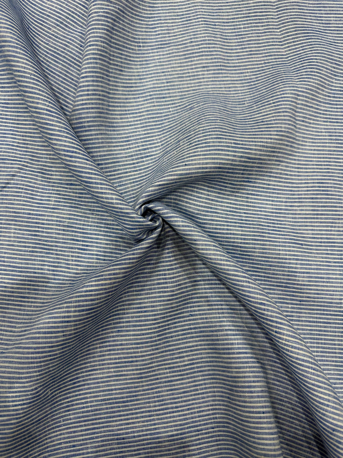 Linen Check 100% Pure Linen Check Fabric – Fine Blue & White Striped Checks ...