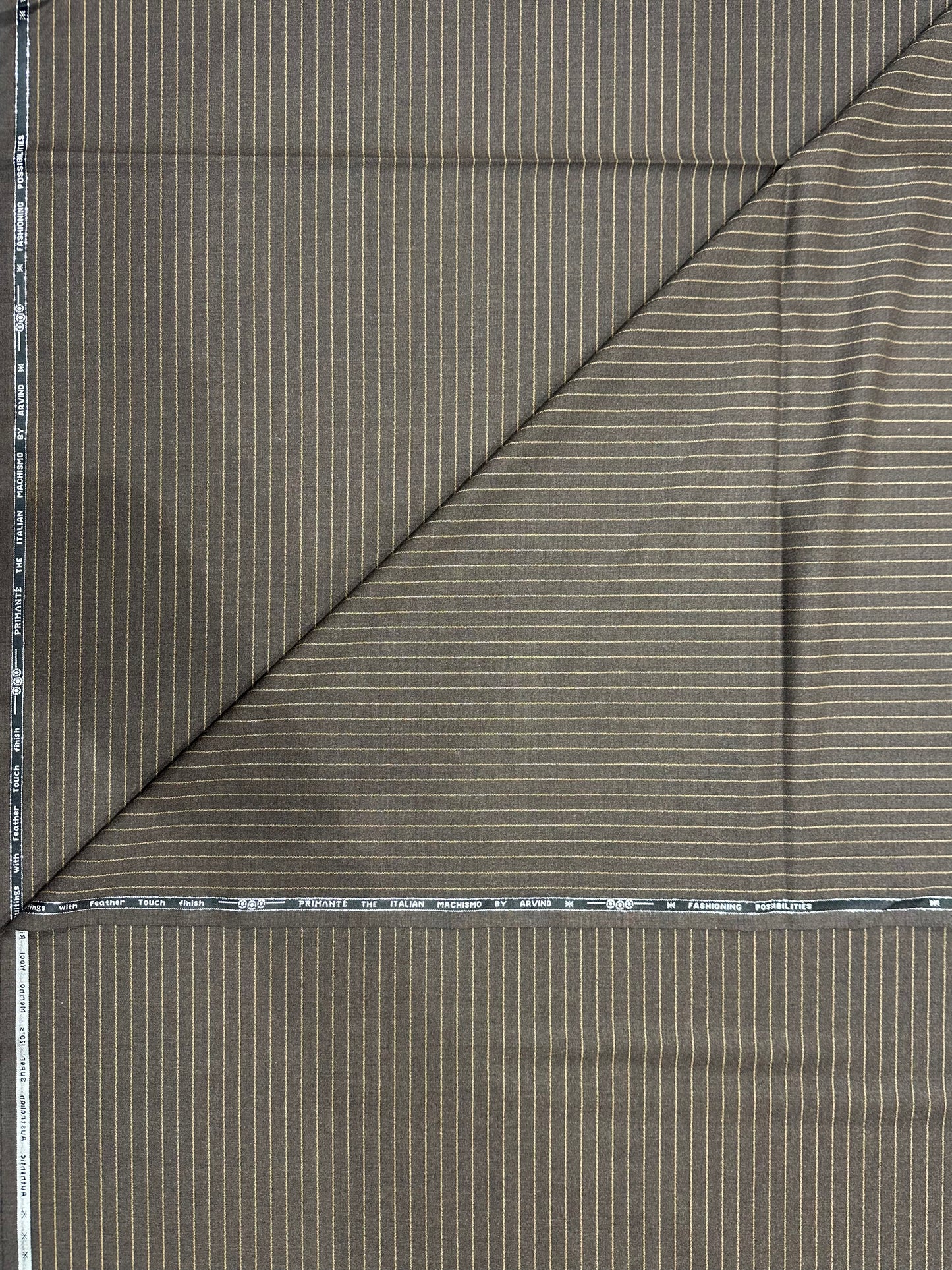 Italian Wool Suiting Fabric – Classic Grey with Blue Pinstripes