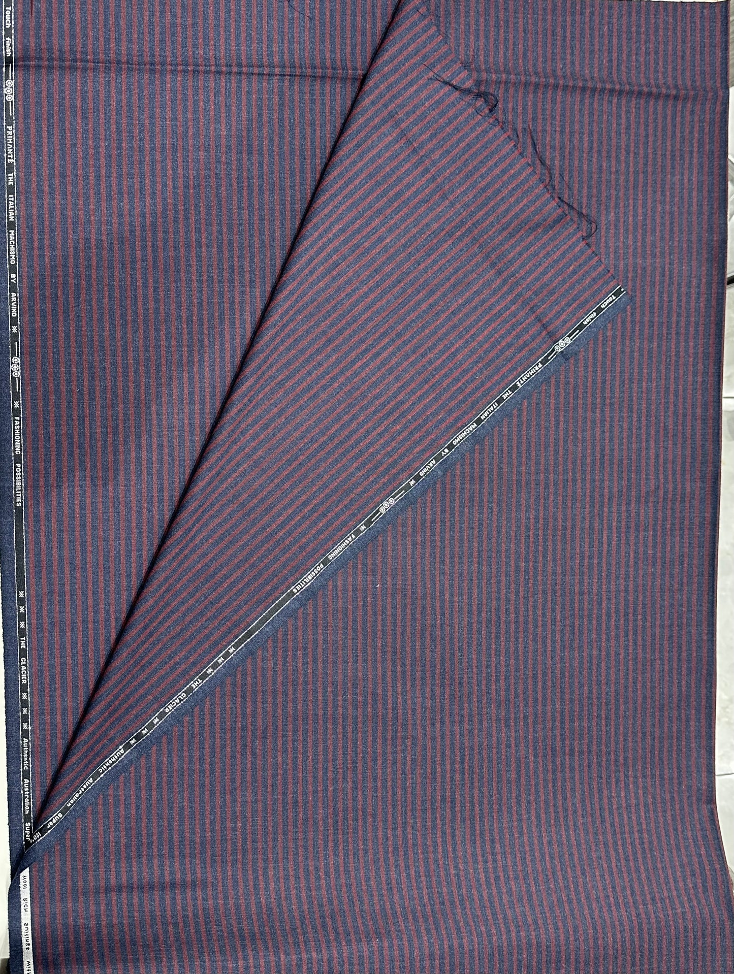 Italian Wool Suiting Fabric – Beige with Windowpane Check