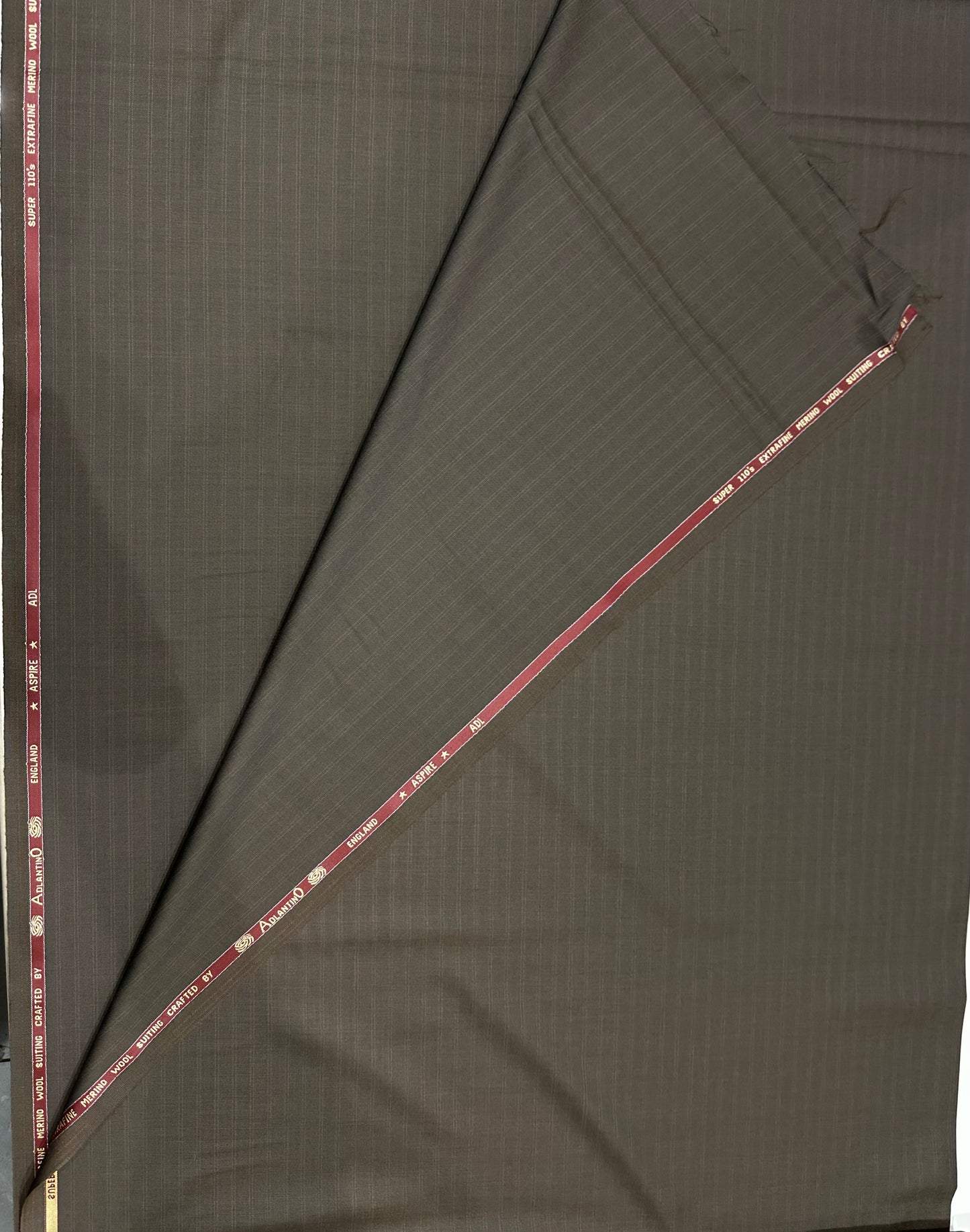 Italian Wool Suiting Fabric – Dark Brown Pinstripe