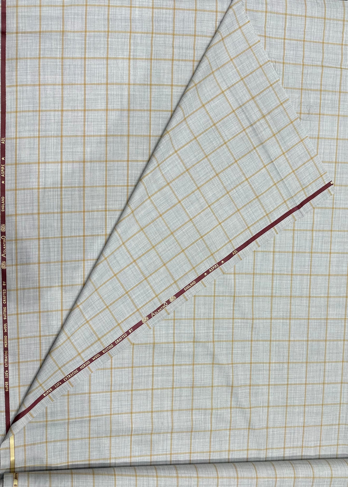 Italian Wool Suiting Fabric – Beige Windowpane Check