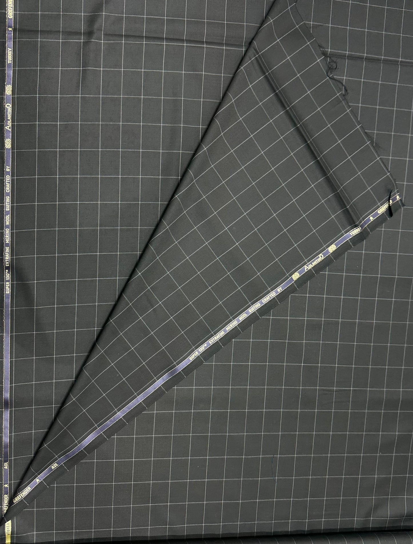 Italian Wool Suiting Fabric – Black Windowpane Check