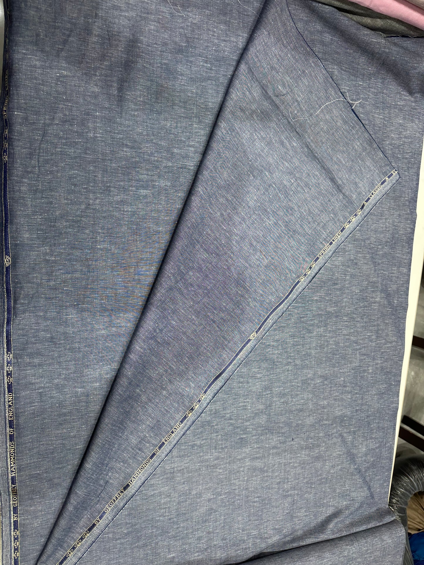 100% Linen Suiting Fabric – Classic Slate Blue