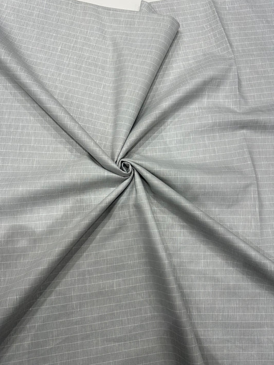 100% Linen Suiting Fabric – Light Grey Pinstripe