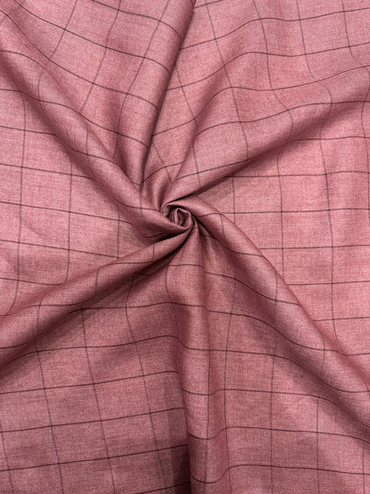 100% Linen Suiting Fabric – Rose Check