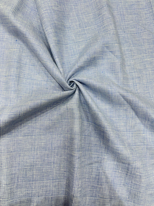 100% Linen Suiting Fabric – Grey Micro Checks
