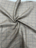 100% Linen Suiting Fabric – Beige Blue Lines