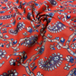 Coral Red Linen Embroidery Fabric with Royal Blue Paisley Floral Design | Designer Kurta & Dress Material