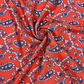 Coral Red Linen Embroidery Fabric with Royal Blue Paisley Floral Design | Designer Kurta & Dress Material