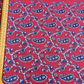 Coral Red Linen Embroidery Fabric with Royal Blue Paisley Floral Design | Designer Kurta & Dress Material
