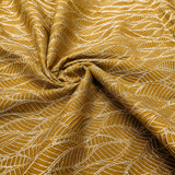 Beige Gold Linen Embroidery Fabric with White Leaf Design | Premium Designer Dress Material