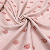 Dusty Blush Linen Fabric with Rose Pink Embroidered Buti | Premium Designer Embroidered Dress Material