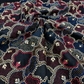 Charcoal Black Linen Embroidery Fabric with Royal Blue & Wine Abstract Floral Design | Premium Designer Dress Material