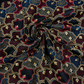 Charcoal Black Linen Embroidery Fabric with Royal Blue & Wine Abstract Floral Design | Premium Designer Dress Material