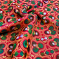 Rani Pink Linen Embroidery Fabric with Teal Floral Vine Design | Premium Designer Dress Material
