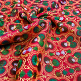 Rani Pink Linen Embroidery Fabric with Teal Floral Vine Design | Premium Designer Dress Material