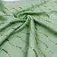 Mint Green Linen Embroidery Fabric with Sequins & Beaded Diamond Trellis Design | Premium Designer Dress Materi